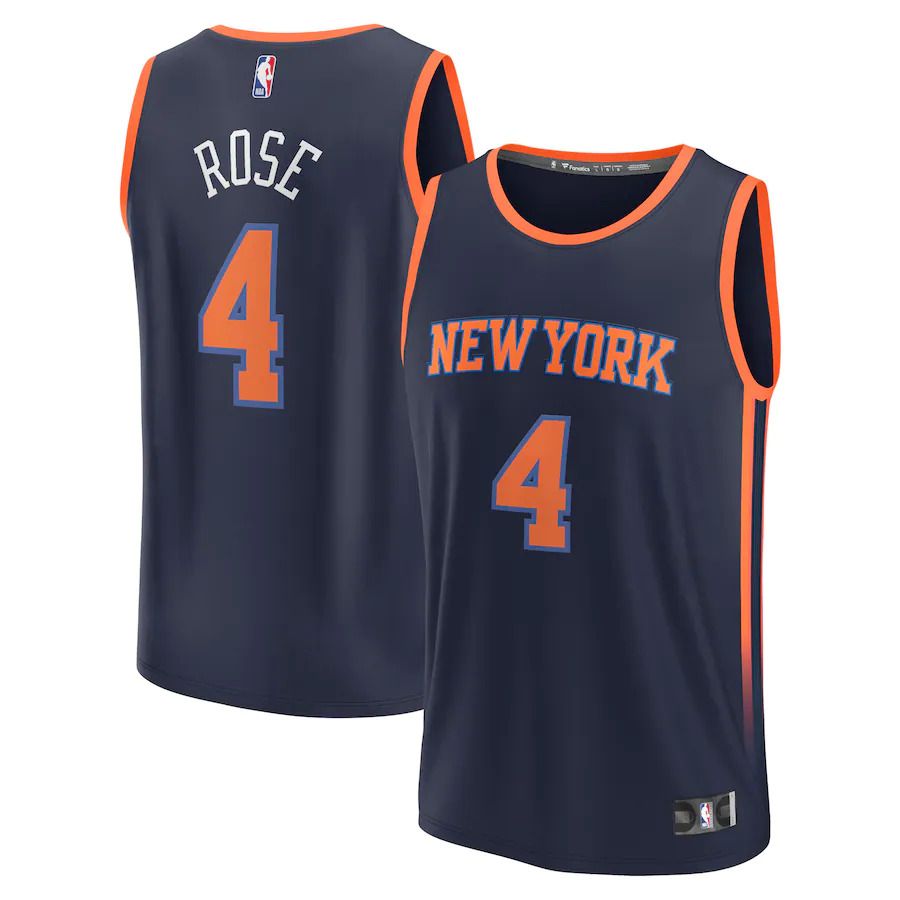 Men New York Knicks #4 Derrick Rose Fanatics Branded Navy Statement Edition 2022-23 Fast Break Replica NBA Jersey->new york knicks->NBA Jersey